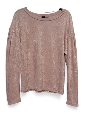 Free People We The Free Crushed Velvet Top Small Pink Slouchy Long Sleeve